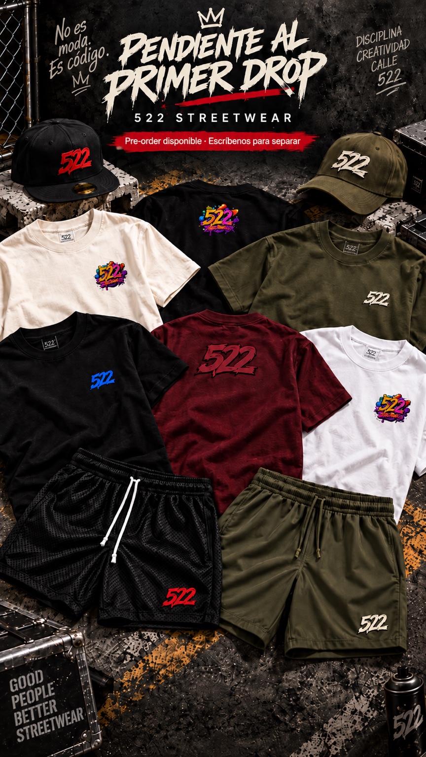 Visual del primer drop de 522 Streetwear
